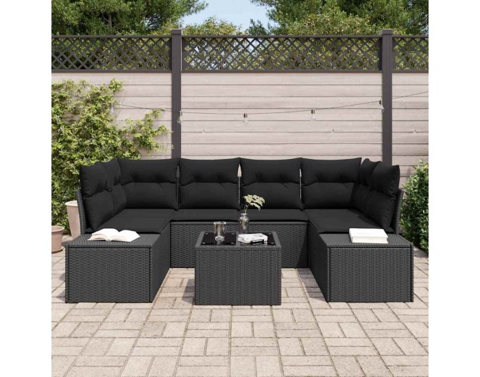 Sonata H Градински Софа Комплект 7 pcs Черно 55 x 55 x 37 см