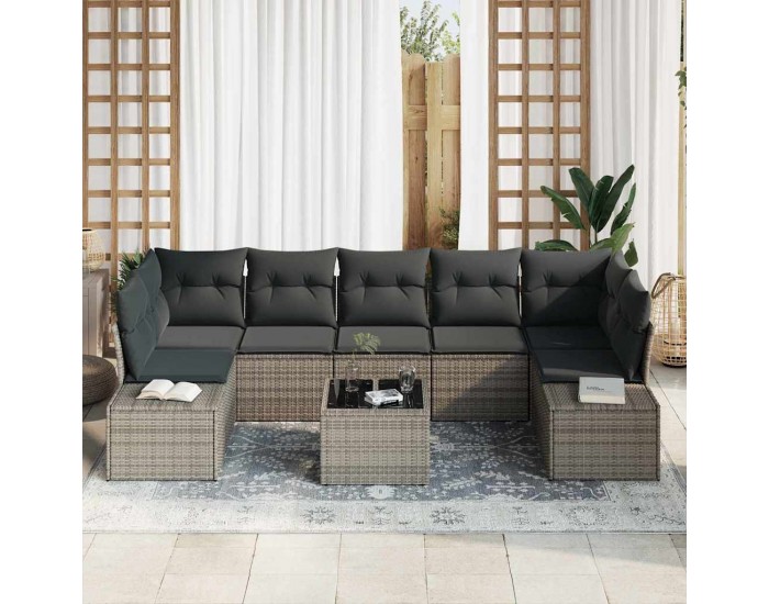 Sonata H Градински Софа Комплект с възглавница 8 pcs Сив 55 x 55 x 37 см