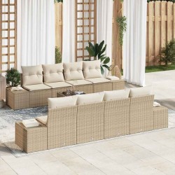 Sonata H Градински Софа Комплект 7 pcs Бежов и кремав 55 x 55 x 37 см - Canapele și bănci de grădină
