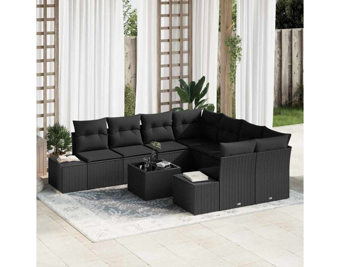 Sonata H Градински Софа Комплект 9 pcs Черно 55 x 55 x 37 см