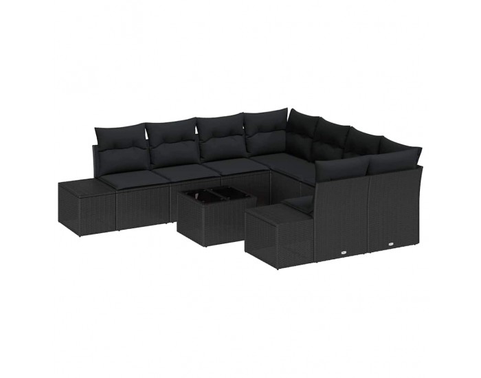Sonata H Градински Софа Комплект 9 pcs Черно 55 x 55 x 37 см