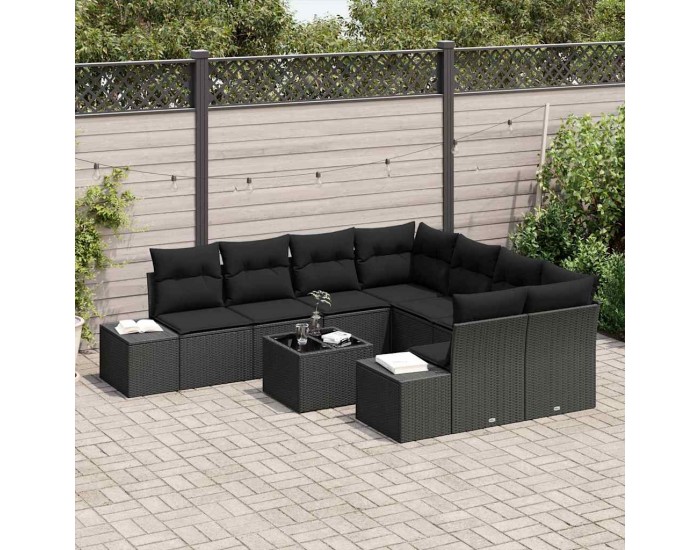 Sonata H Градински Софа Комплект 9 pcs Черно 55 x 55 x 37 см