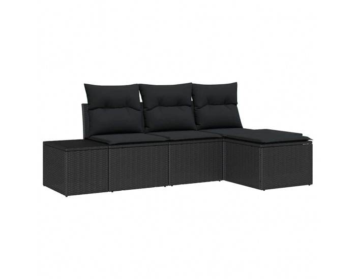 Sonata H Градински Софа Комплект с възглавница 4 pcs Черно