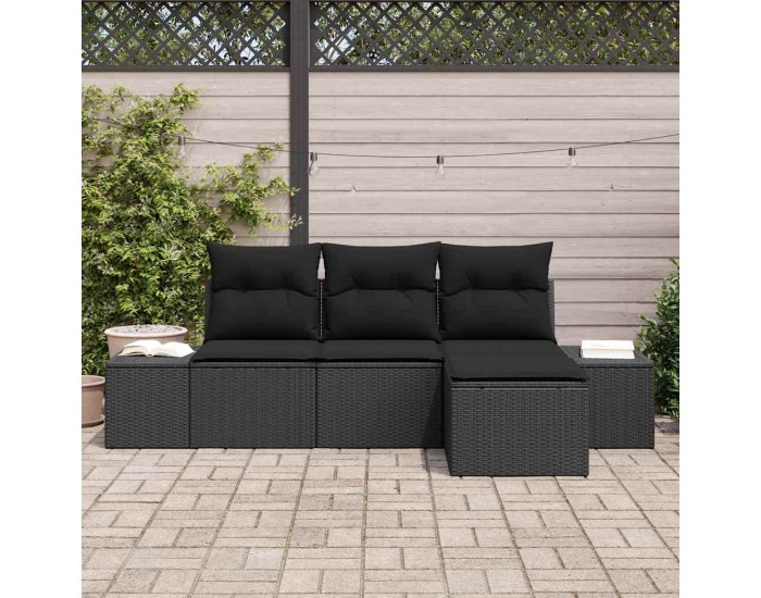 Sonata H Градински Софа Комплект с възглавница 4 pcs Черно