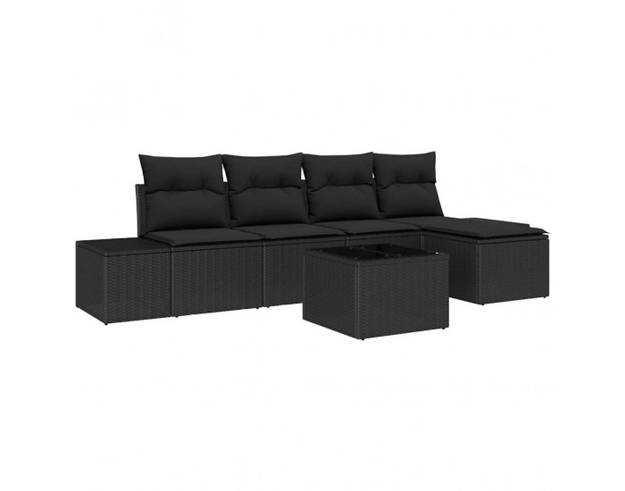 Sonata H Градински Софа Комплект с възглавница 6 pcs Черно