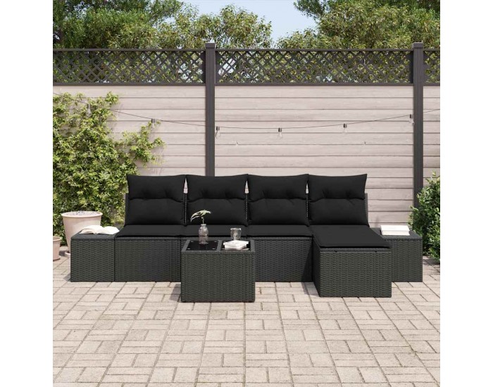 Sonata H Градински Софа Комплект с възглавница 6 pcs Черно