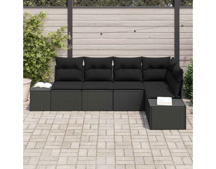 Sonata H Градински Софа Комплект 5 pcs Черно Полиратан, Покрит метал