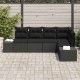 Sonata H Градински Софа Комплект 5 pcs Черно Полиратан, Покрит метал
