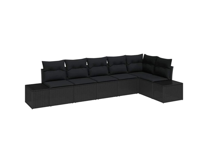 Sonata Set de canapele pentru grădină 6 buc. Negru poliratan