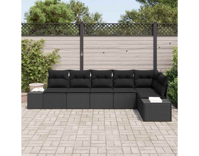 Sonata H Градински Софа Комплект с възглавница 6 pcs Черно