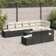Sonata H Градински Софа Комплект 9 pcs Черно и кремаво 319 x 154 x 85 см
