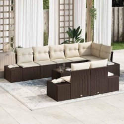 Sonata H Градински Софа Комплект с възглавница 9 pcs Кафяво и кремаво - Seturi pentru exterior