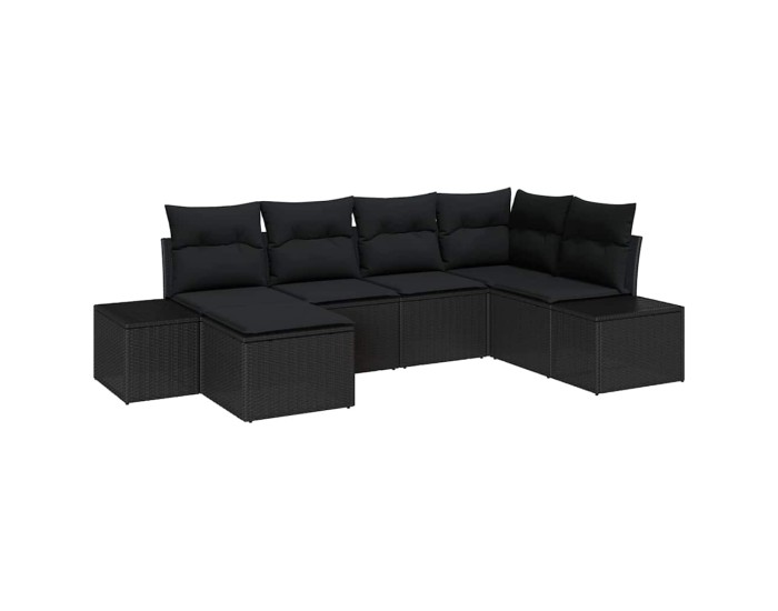 Sonata Set de canapele pentru grădină 6 buc. Negru poliratan