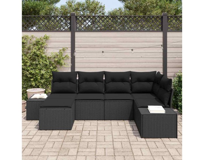 Sonata H Градински Софа Комплект 6 pcs Черно 264 x 154 x 85 см Полиратан