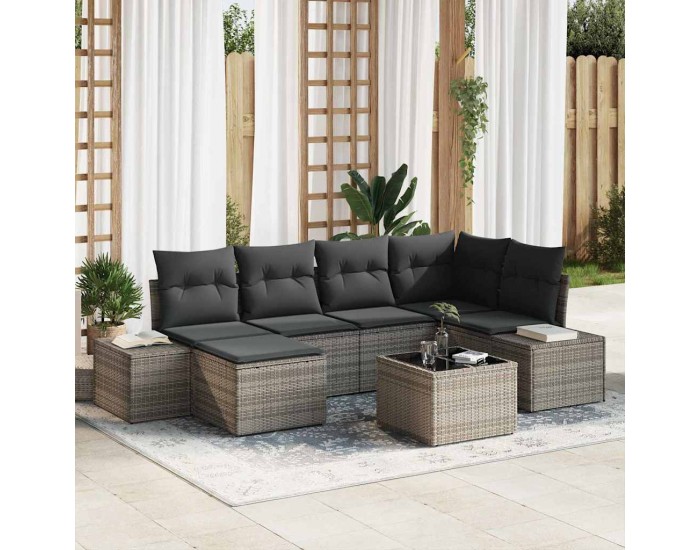 Sonata H Градински Софа Комплект 7 pcs Сив 264 x 154 x 85 см Полиратан