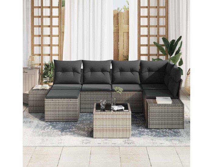 Sonata H Градински Софа Комплект 7 pcs Сив 264 x 154 x 85 см Полиратан