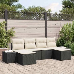 Sonata H Градински Софа Комплект 6 pcs Черно и кремаво 184 x 62 x 85 см - Canapele și bănci de grădină