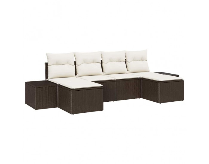 Sonata H Градински Софа Комплект 6 pcs Кафяво и кремаво 184 x 62 x 85 см