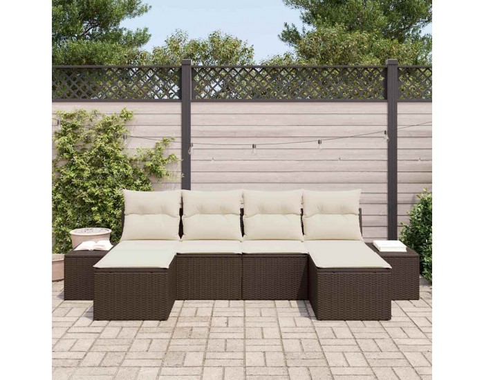 Sonata H Градински Софа Комплект 6 pcs Кафяво и кремаво 184 x 62 x 85 см