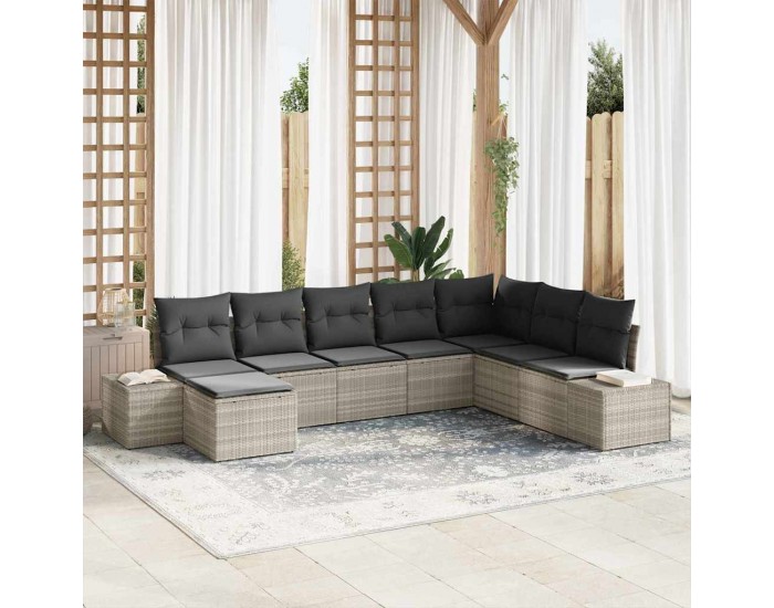 Sonata H Градински Софа Комплект 8 pcs Светлосиво 319 x 209 x 85 см