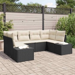 Sonata H Градински Софа Комплект 6 pcs Черно и кремаво 234 x 154 x 85 см - Canapele și bănci de grădină