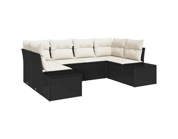 Sonata H Градински Софа Комплект 6 pcs Черно и кремаво 234 x 154 x 85 см