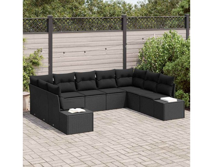 Sonata H Градински Софа Комплект 9 pcs Черно 289 x 209 x 85 см Полиратан