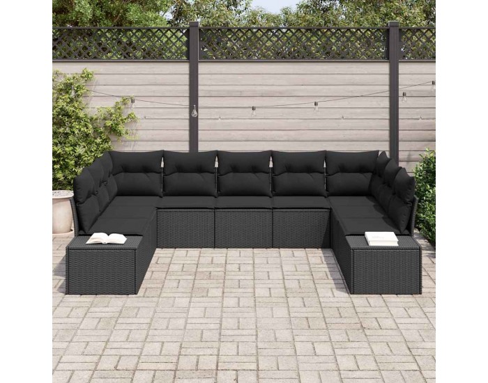 Sonata H Градински Софа Комплект 9 pcs Черно 289 x 209 x 85 см Полиратан