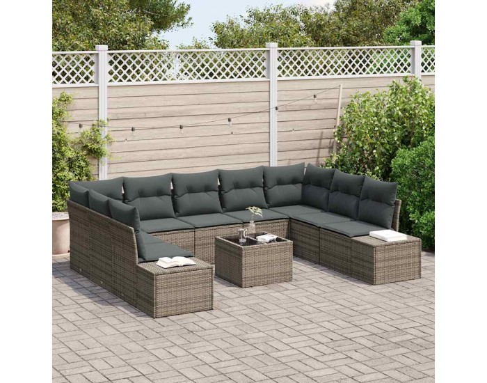 Sonata H Градински Софа Комплект 10 pcs Сив 289 x 209 x 85 см Полиратан