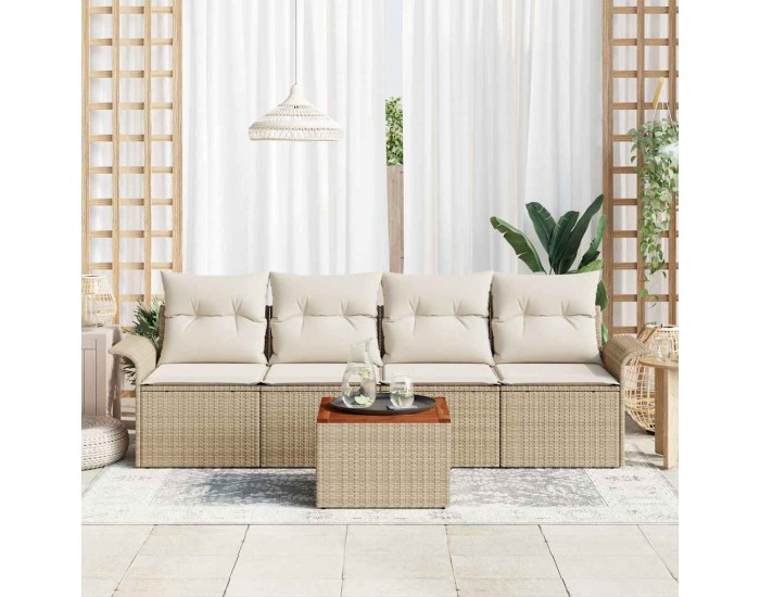 Sonata H Градински Софа Комплект 5 pcs Бежов и кремав 55 x 55 x 37 см