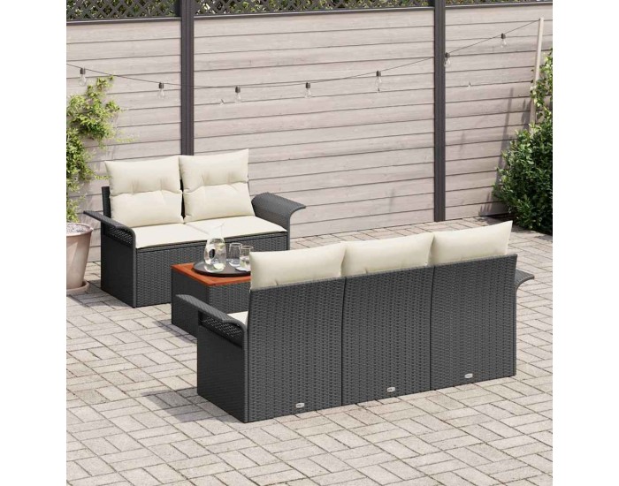 Sonata H Градински Софа Комплект 6 pcs Черен и кремав 55 x 55 x 37 см