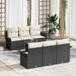 Sonata H Градински Софа Комплект 7 pcs Черен и кремав 55 x 55 x 37 см - Canapele și bănci de grădină