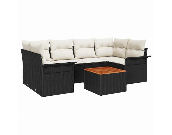 Sonata H Градински Софа Комплект 7 pcs Черен и кремав 55 x 55 x 37 см