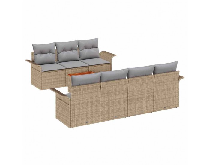 Sonata H Градински Софа Комплект с възглавница 8 pcs Бежов и Светло Сив