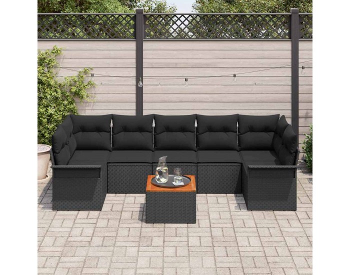 Sonata H Градински Софа Комплект 8 pcs Черно 55 x 55 x 37 см
