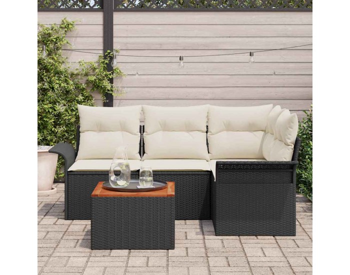 Sonata H Градински Софа Комплект 5 pcs Черен и кремав 55 x 55 x 37 см