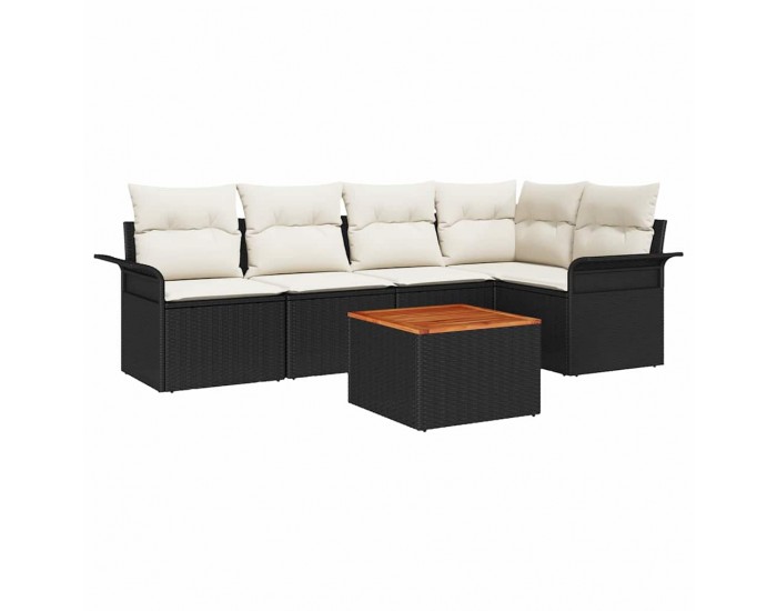 Sonata H Градински Софа Комплект 6 pcs Черен и кремав 55 x 55 x 37 см