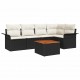 Sonata H Градински Софа Комплект 6 pcs Черен и кремав 55 x 55 x 37 см