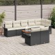 Sonata H Градински Софа Комплект 9 pcs Черен и кремав 55 x 55 x 37 см