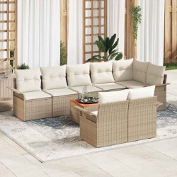 Sonata H Градински Софа Комплект 9 pcs Бежов и кремав 55 x 55 x 37 см - Canapele și bănci de grădină