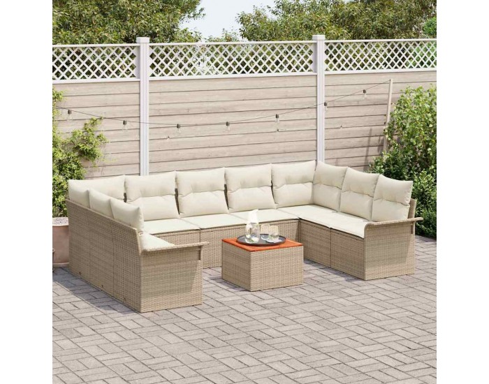 Sonata H Градински Софа Комплект 10 pcs Бежов и кремав 55 x 55 x 37 см