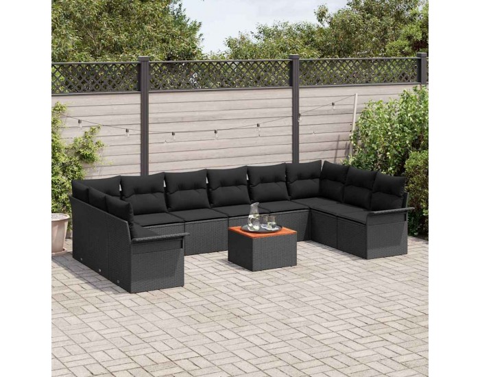 Sonata H Градински Софа Комплект 11 pcs Черно 55 x 55 x 37 см