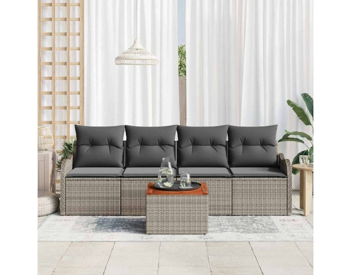 Sonata H Градински Софа Комплект с възглавница 5 pcs Сив 55 x 55 x 37 см