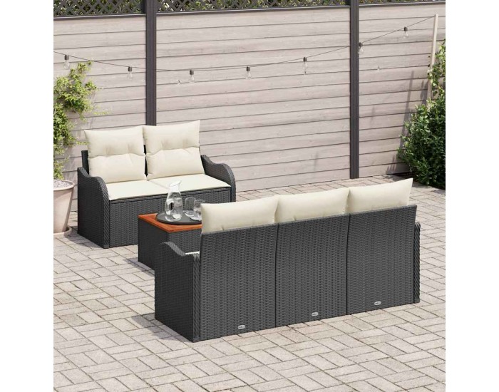 Sonata H Градински Софа Комплект 6 pcs Черен и кремав 55 x 55 x 37 см