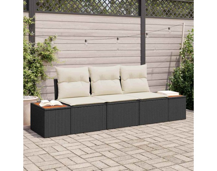Sonata H Градински Софа Комплект 3 pcs Черно и кремаво 239 x 62 x 85 см