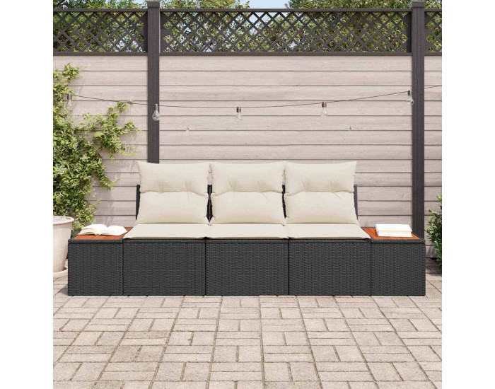 Sonata H Градински Софа Комплект 3 pcs Черно и кремаво 239 x 62 x 85 см