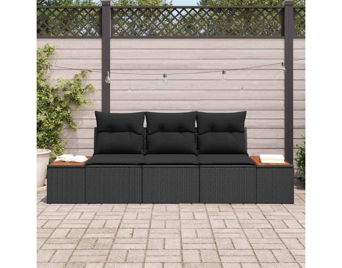 Sonata H Градински Софа Комплект 3 pcs Черно 239 x 62 x 85 см Полиратан