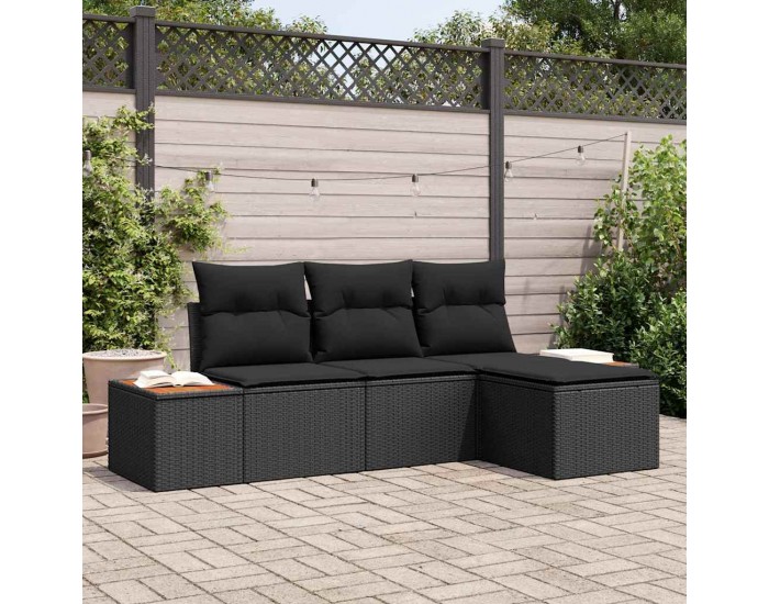 Sonata H Градински Софа Комплект 4 pcs Черно 184 x 62 x 85 см Полиратан