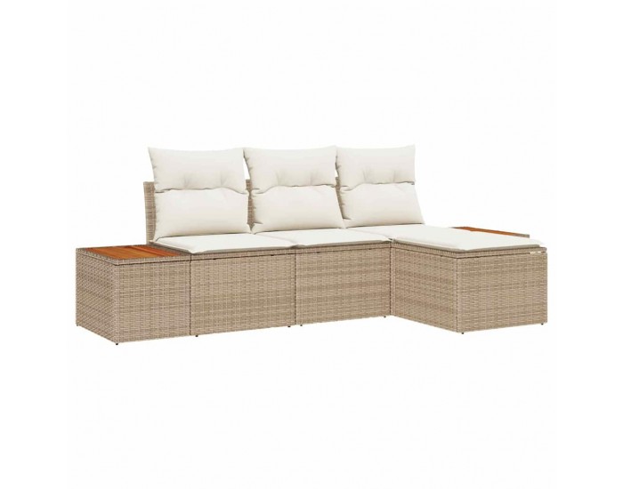 Sonata H Градински Софа Комплект 4 pcs бежово и кремаво 184 x 62 x 85 см
