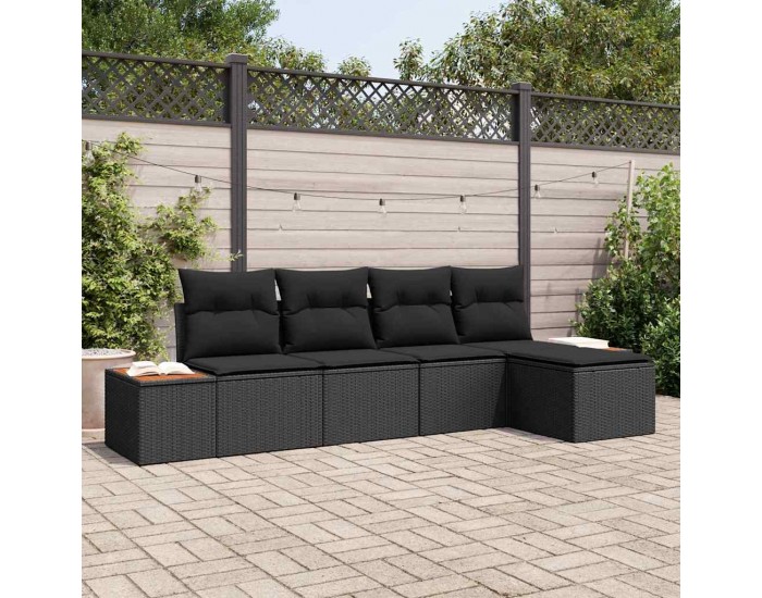 Sonata H Градински Софа Комплект 5 pcs Черно 184 x 62 x 85 см Полиратан
